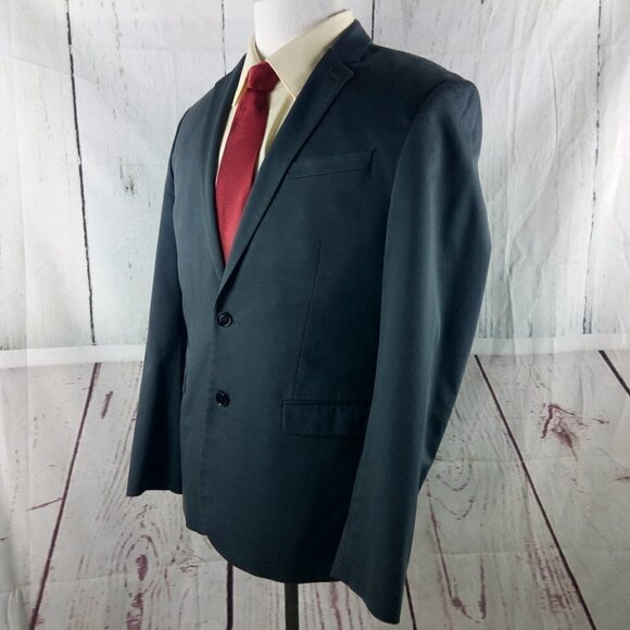Express Photographer Fitted 40R 2 Button Gray Suit Blazer Sport Coat - Picture 5 of 13